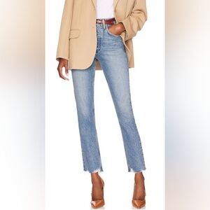 NEW AGOLDE High Rise Riley Straight Crop  in light wash with raw hem